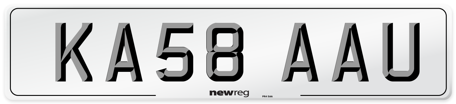 KA58 AAU Number Plate from New Reg